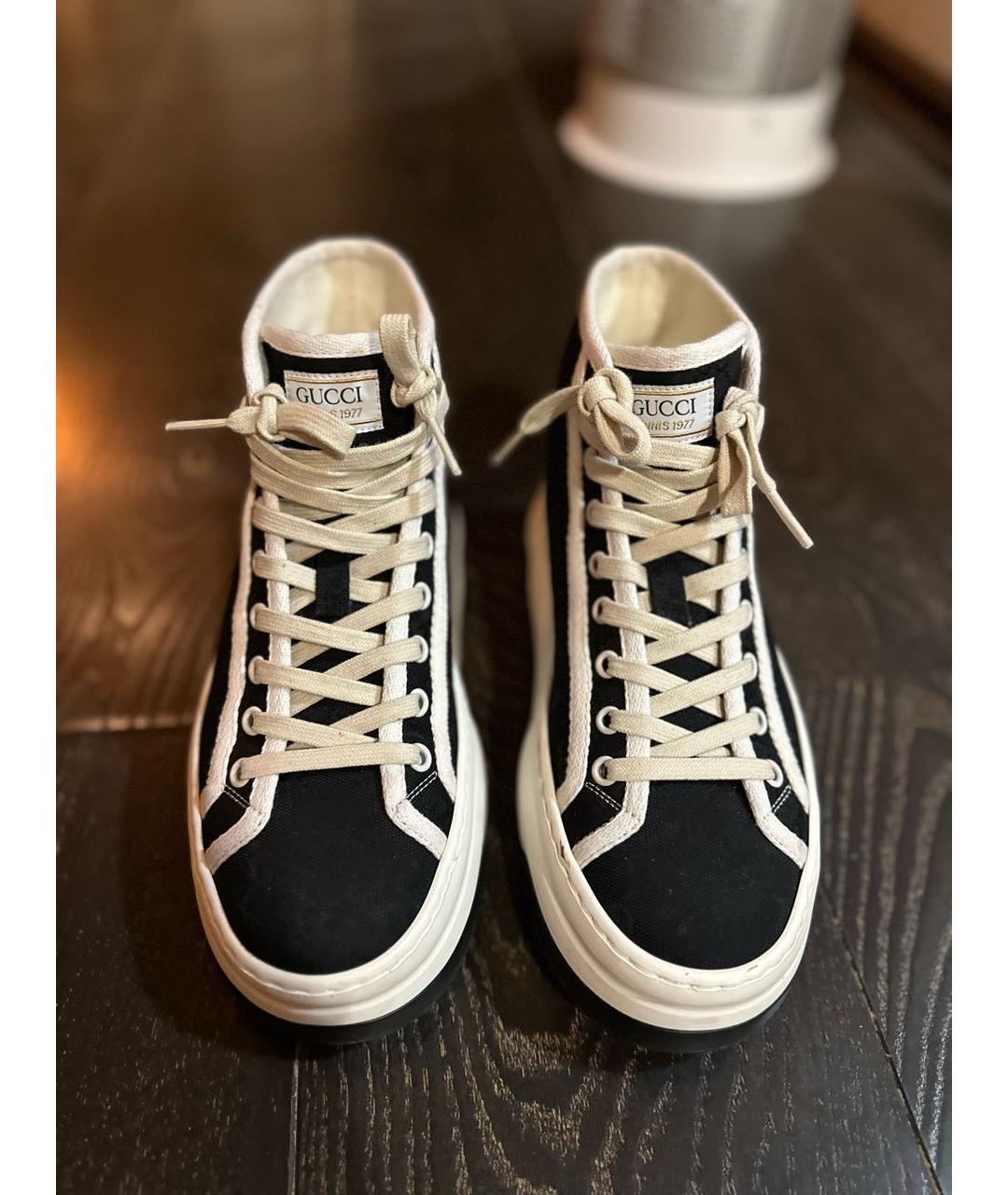 GUCCI Черные текстильные кеды, фото 2