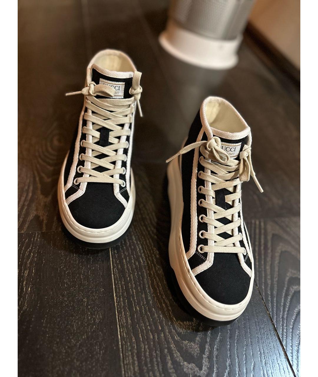 GUCCI Черные текстильные кеды, фото 4