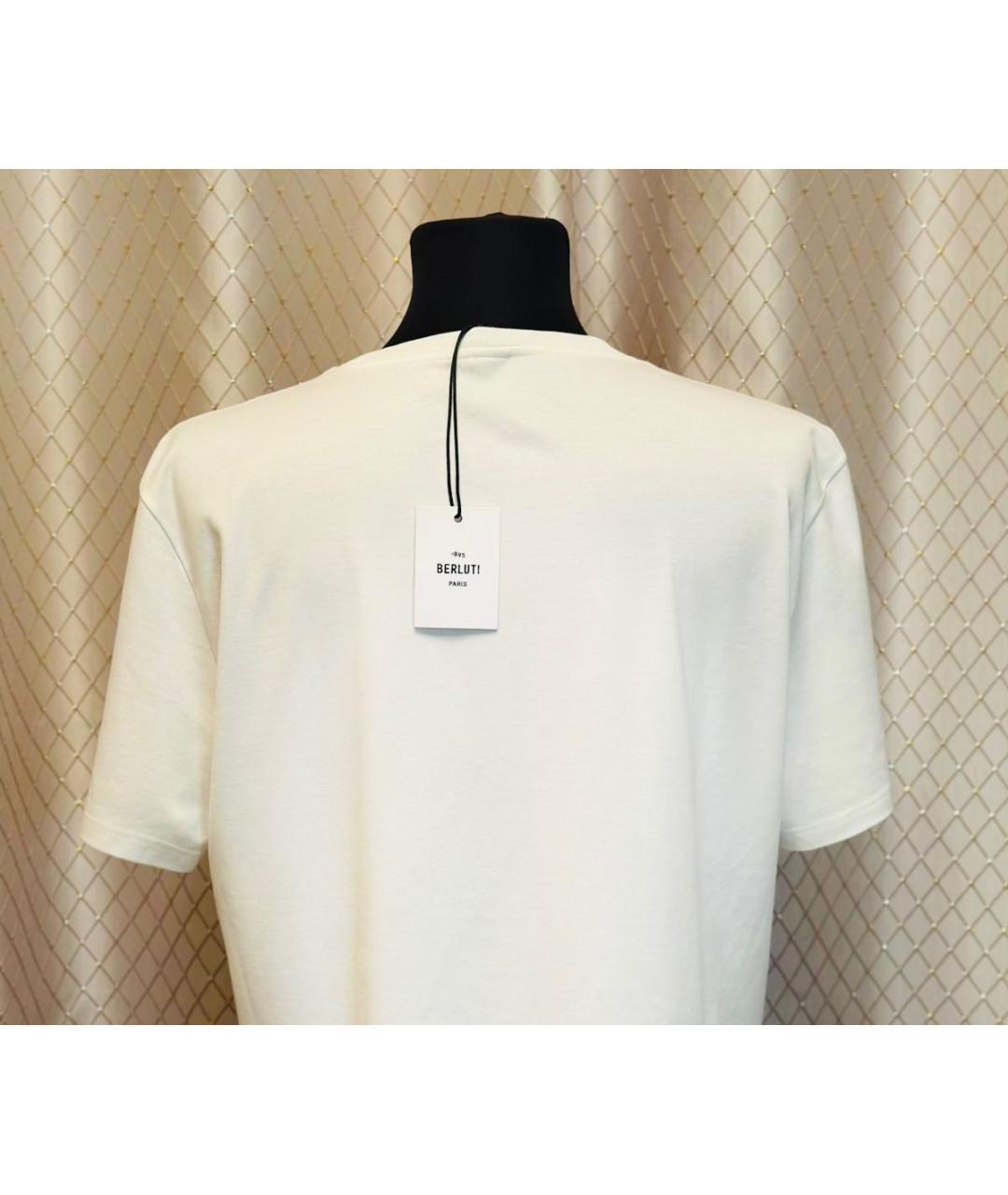 BERLUTI Белая хлопковая футболка, фото 6