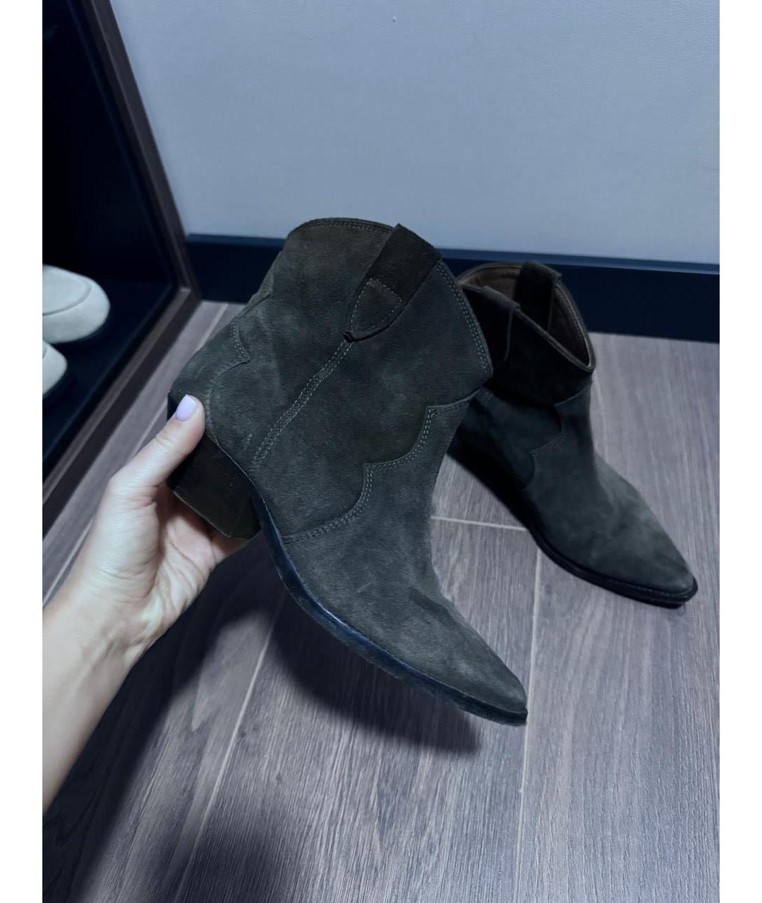 ISABEL MARANT Хаки замшевые полусапоги, фото 3