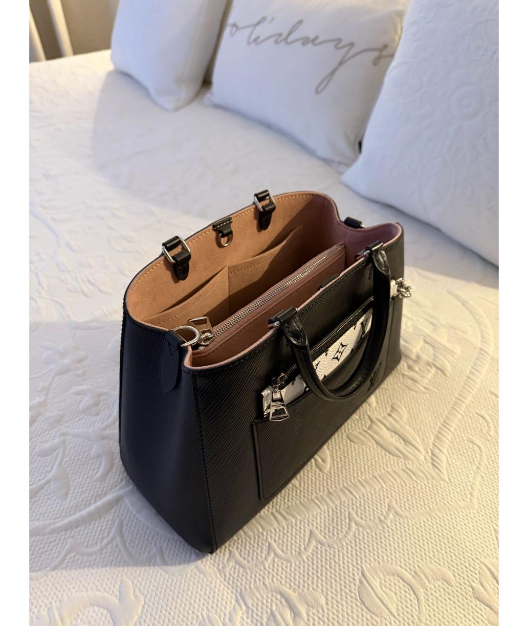 LOUIS VUITTON Черная кожаная сумка тоут, фото 4