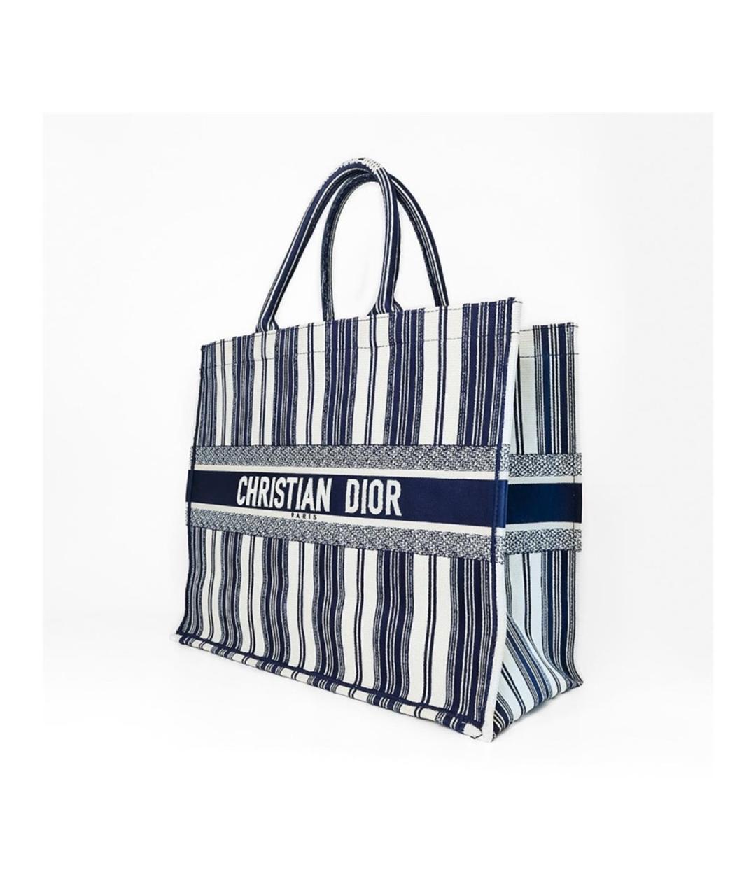 CHRISTIAN DIOR Синяя тканевая сумка тоут, фото 3