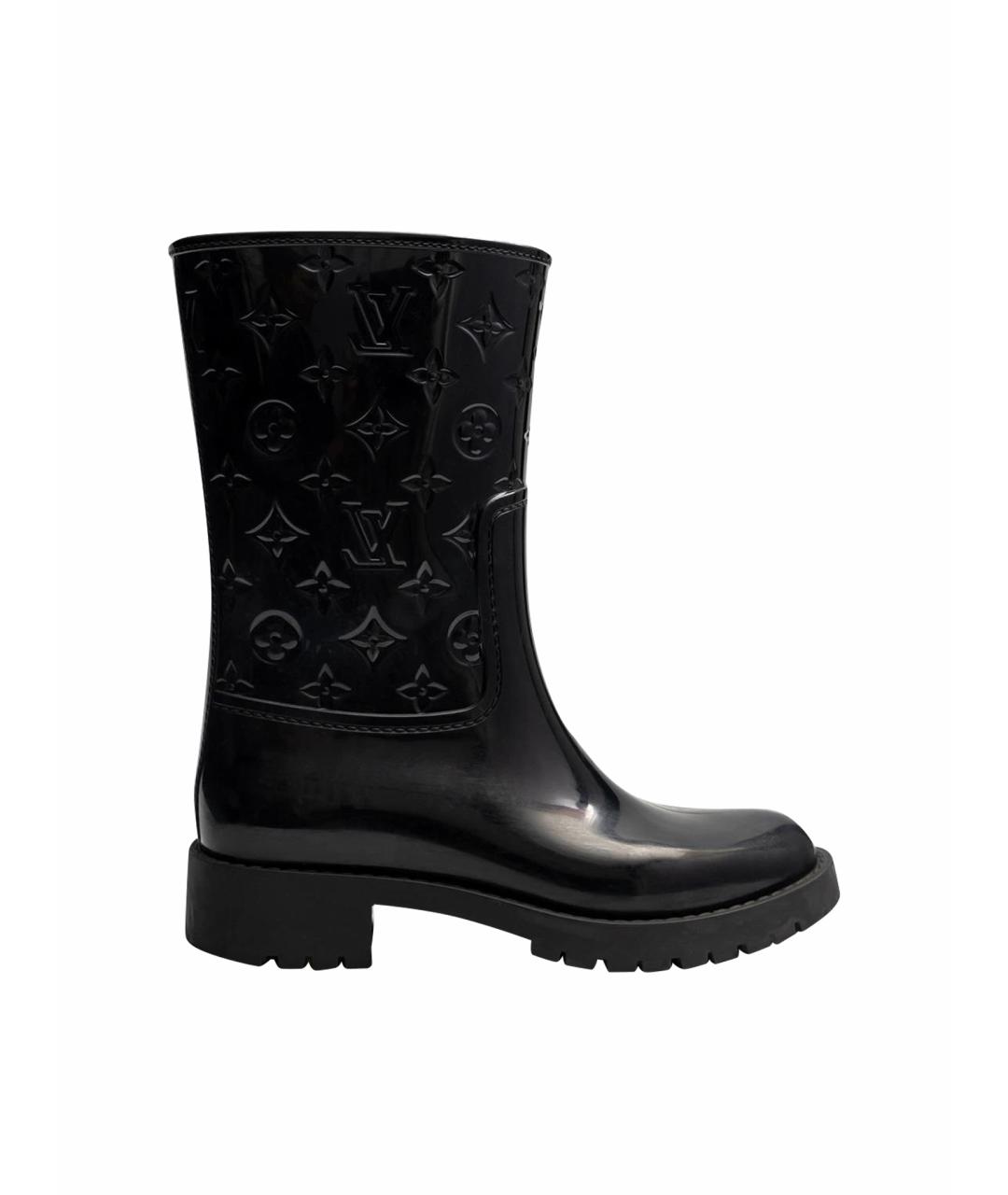 LOUIS VUITTON Черные резиновые сапоги, фото 1