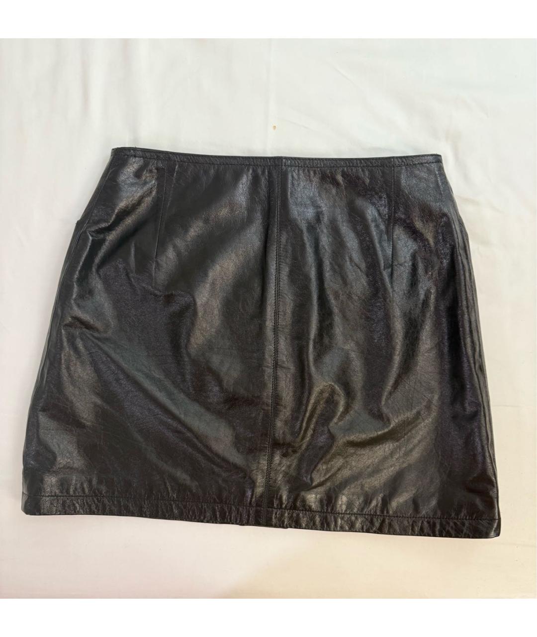 CHRISTIAN DIOR Черная кожаная юбка мини, фото 2