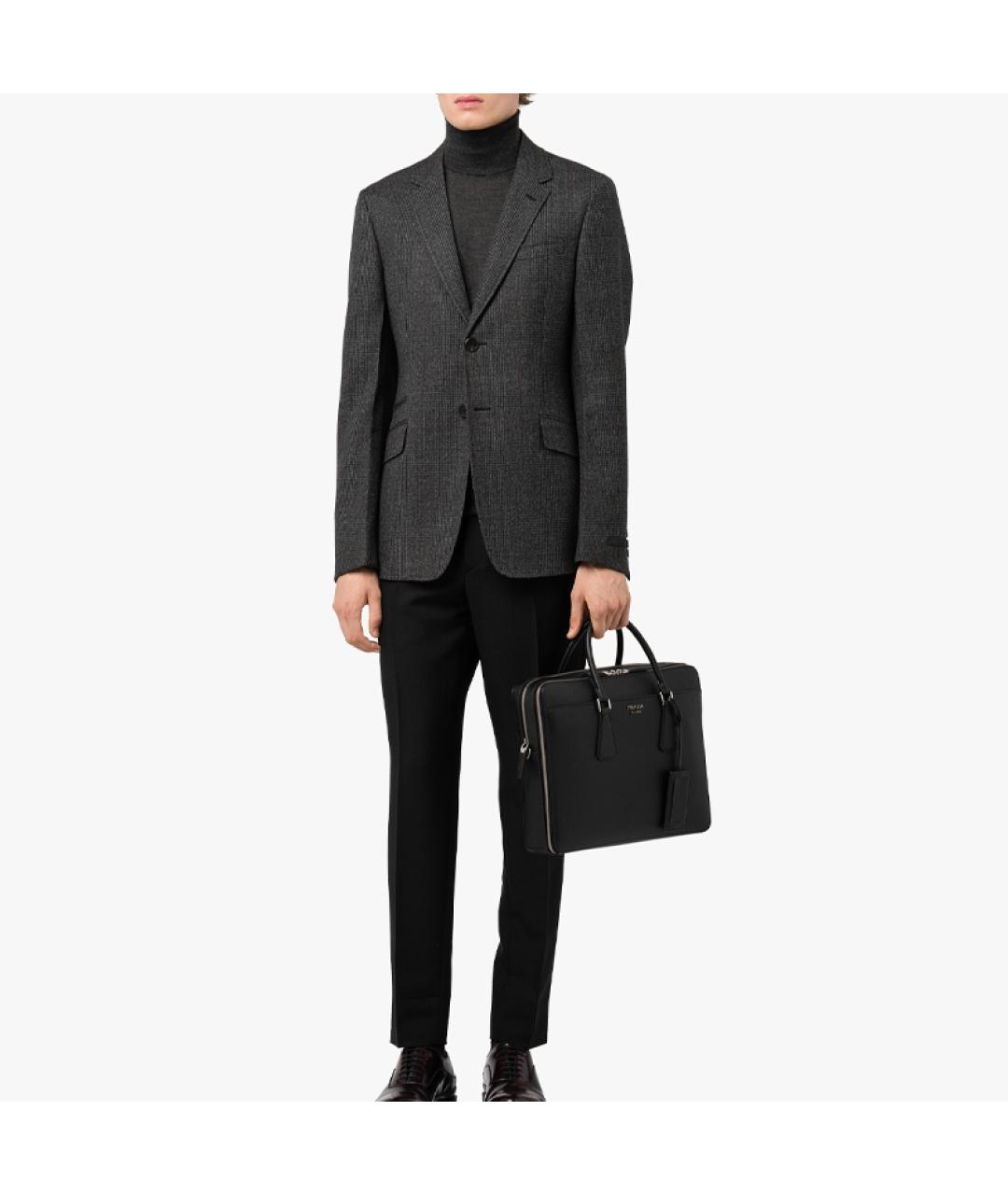 PRADA Черный кожаный портфель, фото 4