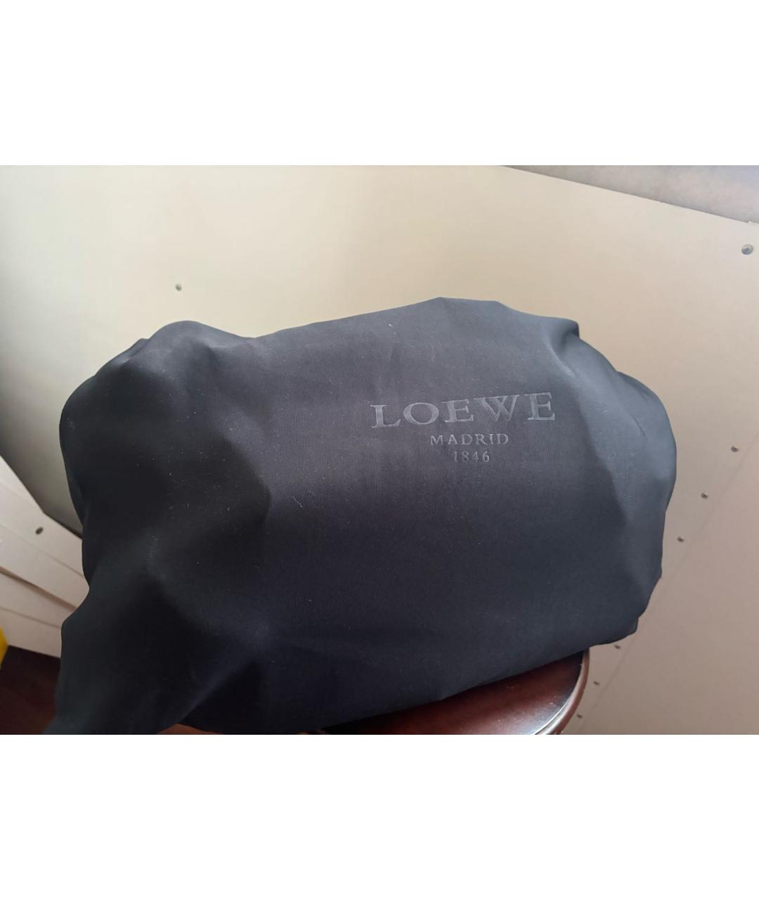 LOEWE Темно-синяя кожаная сумка с короткими ручками, фото 4