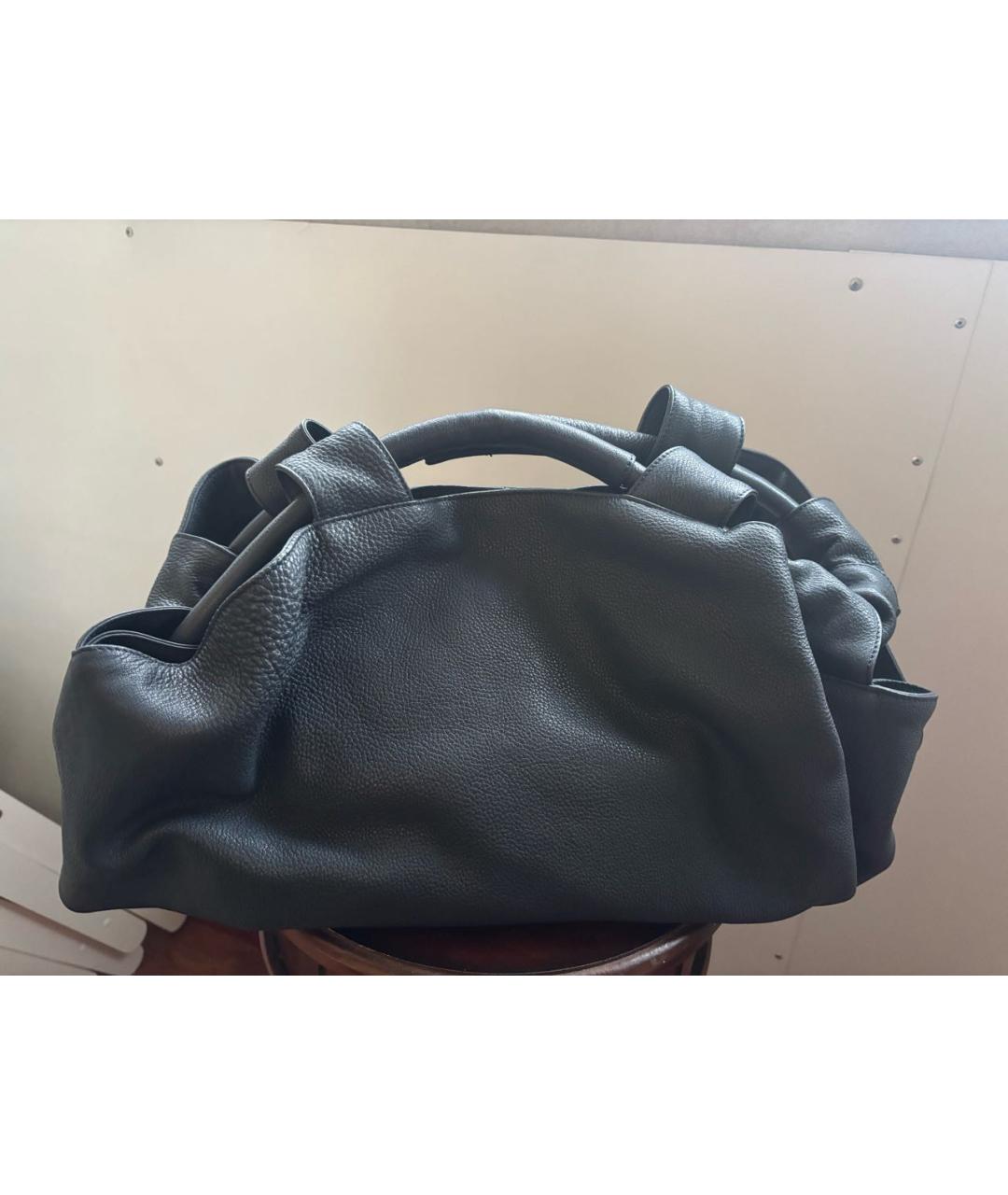 LOEWE Темно-синяя кожаная сумка с короткими ручками, фото 2