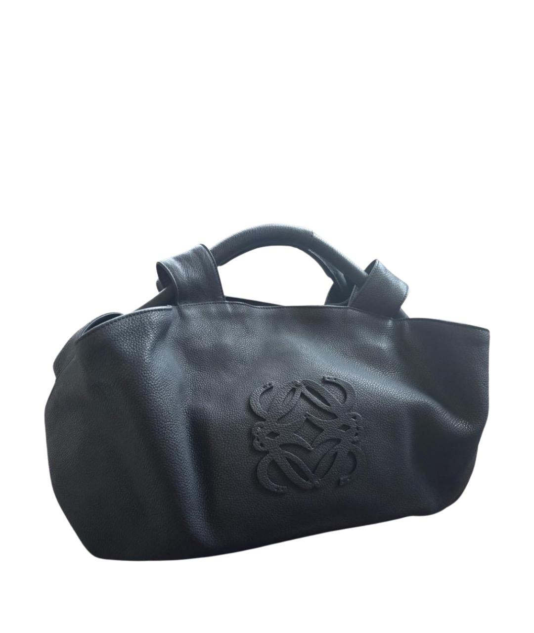 LOEWE Темно-синяя кожаная сумка с короткими ручками, фото 1