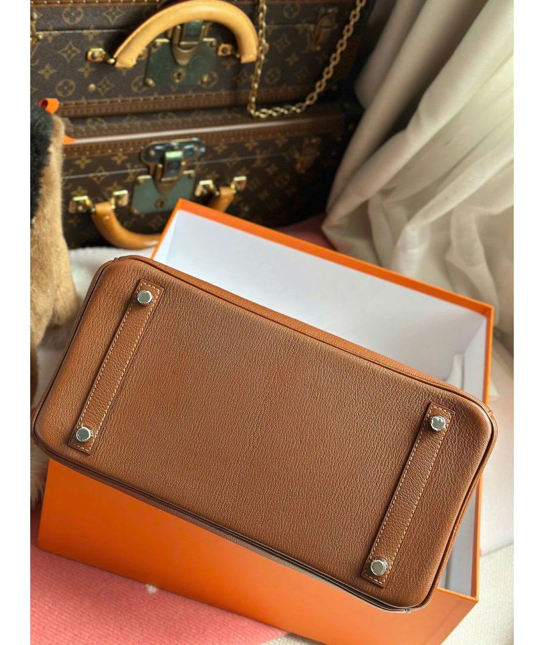 HERMES Коричневая сумка с короткими ручками из экзотической кожи, фото 2