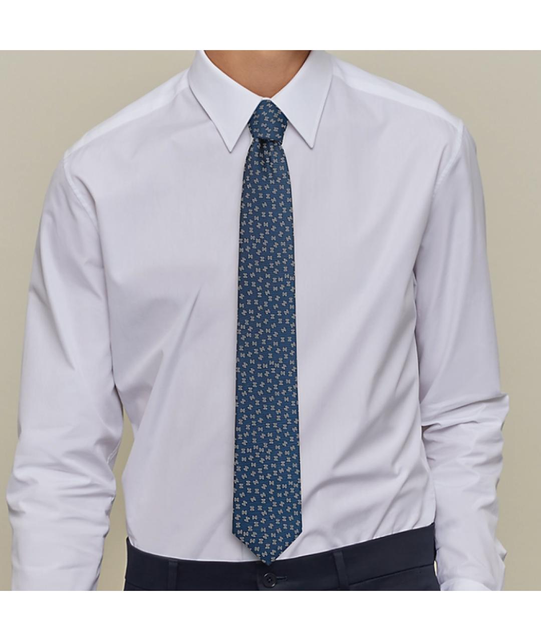 HERMES Темно-синий галстук, фото 2