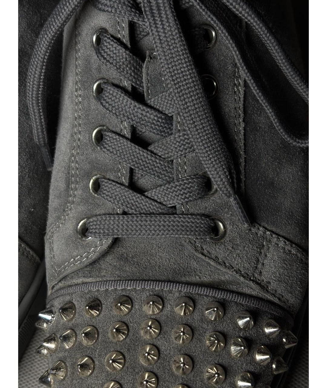 CHRISTIAN LOUBOUTIN Антрацитовые замшевые низкие кроссовки / кеды, фото 4
