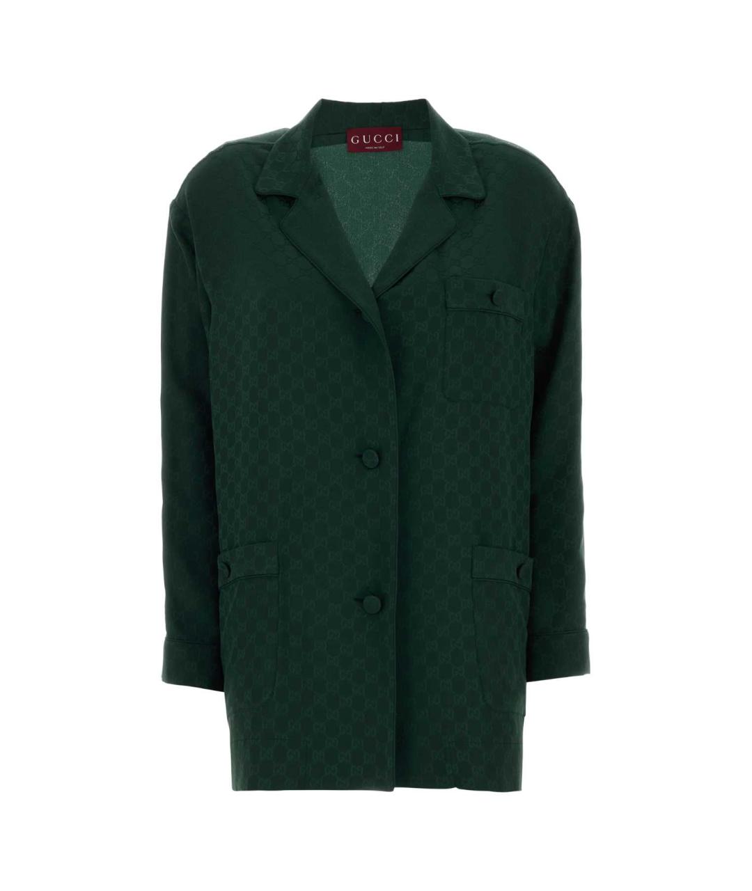 GUCCI Зеленая шелковая рубашка, фото 1