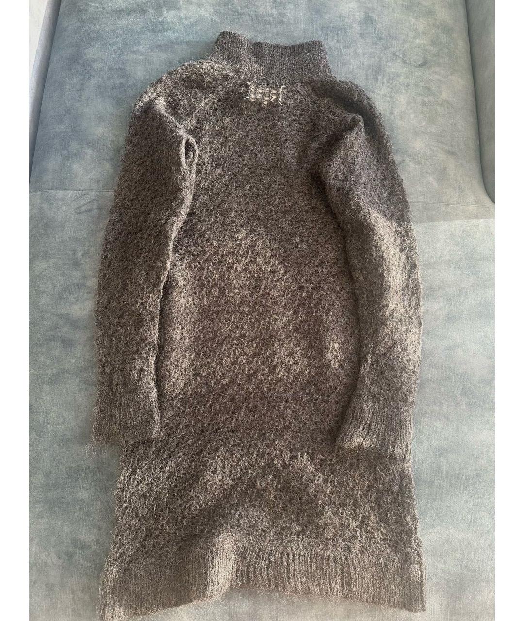 MAISON MARGIELA Антрацитовое шерстяное повседневное платье, фото 2