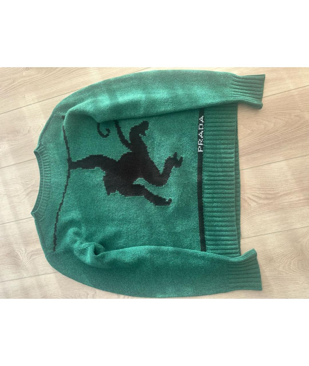 PRADA Зеленый шерстяной джемпер / свитер, фото 7