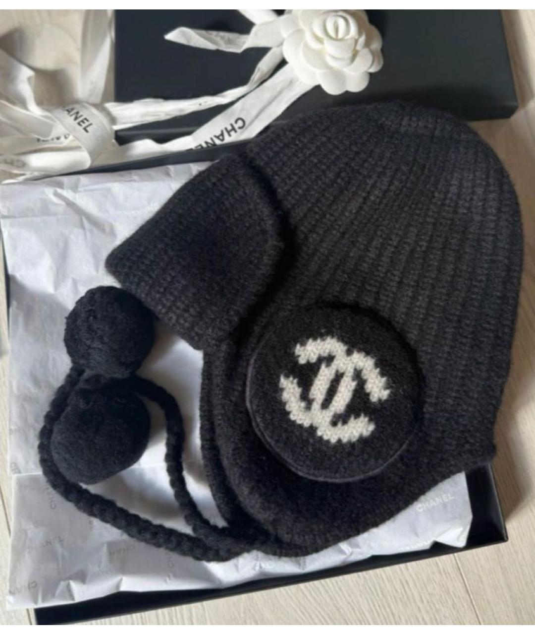 CHANEL Черная кашемировая шапка, фото 2