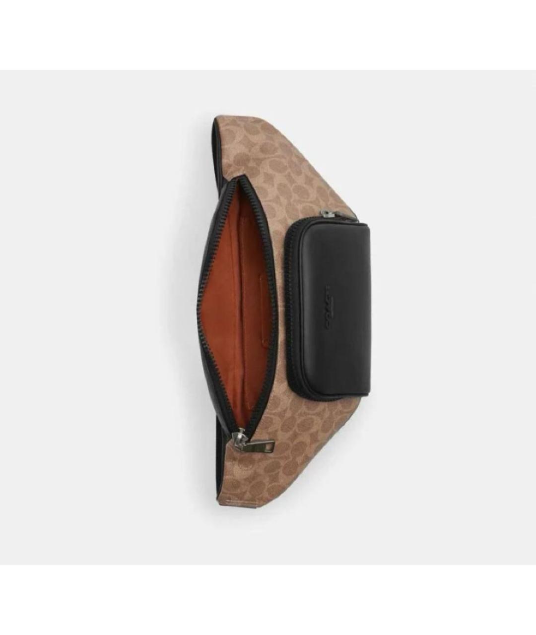 COACH Коричневая кожаная поясная сумка, фото 2