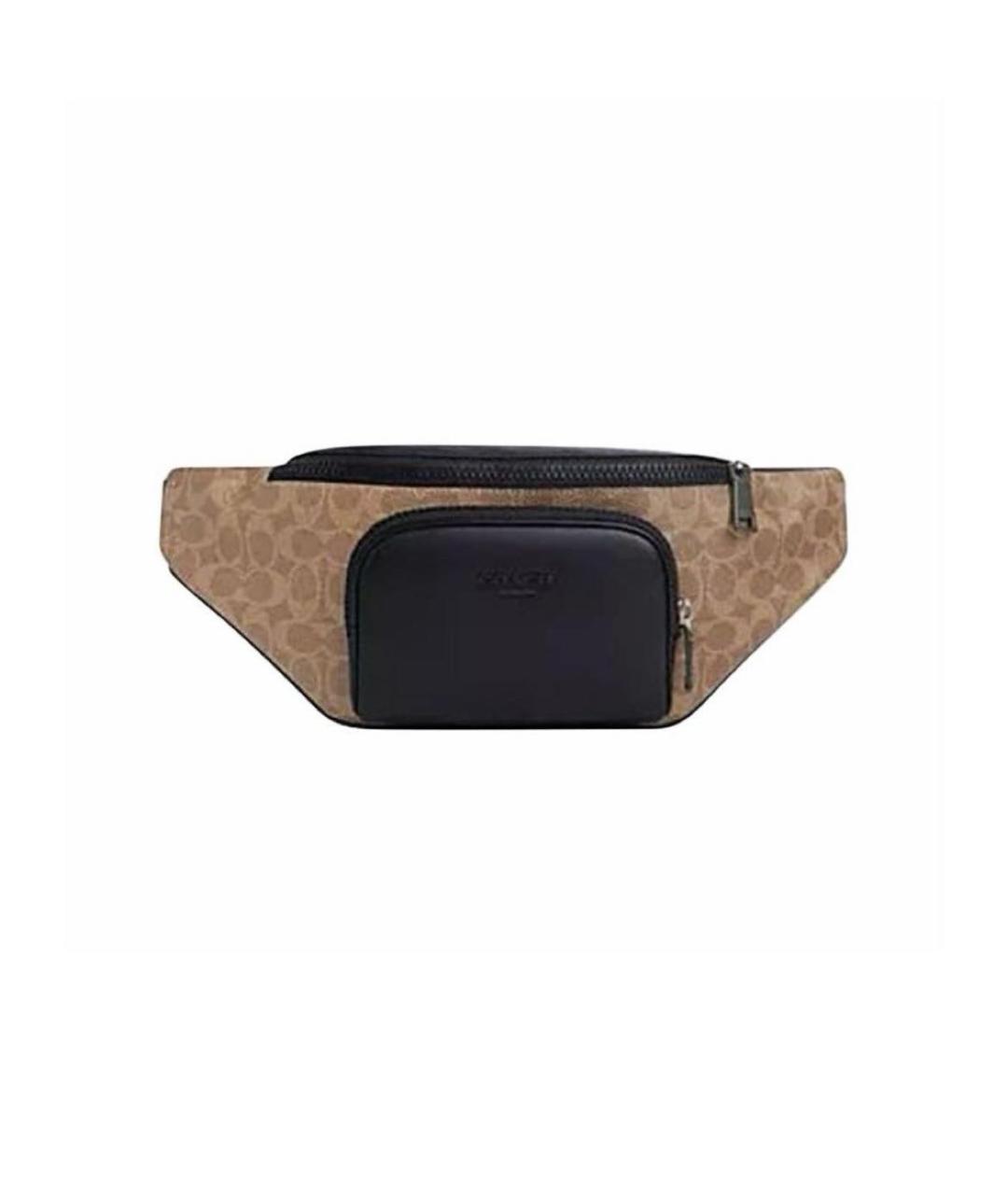 COACH Коричневая кожаная поясная сумка, фото 1