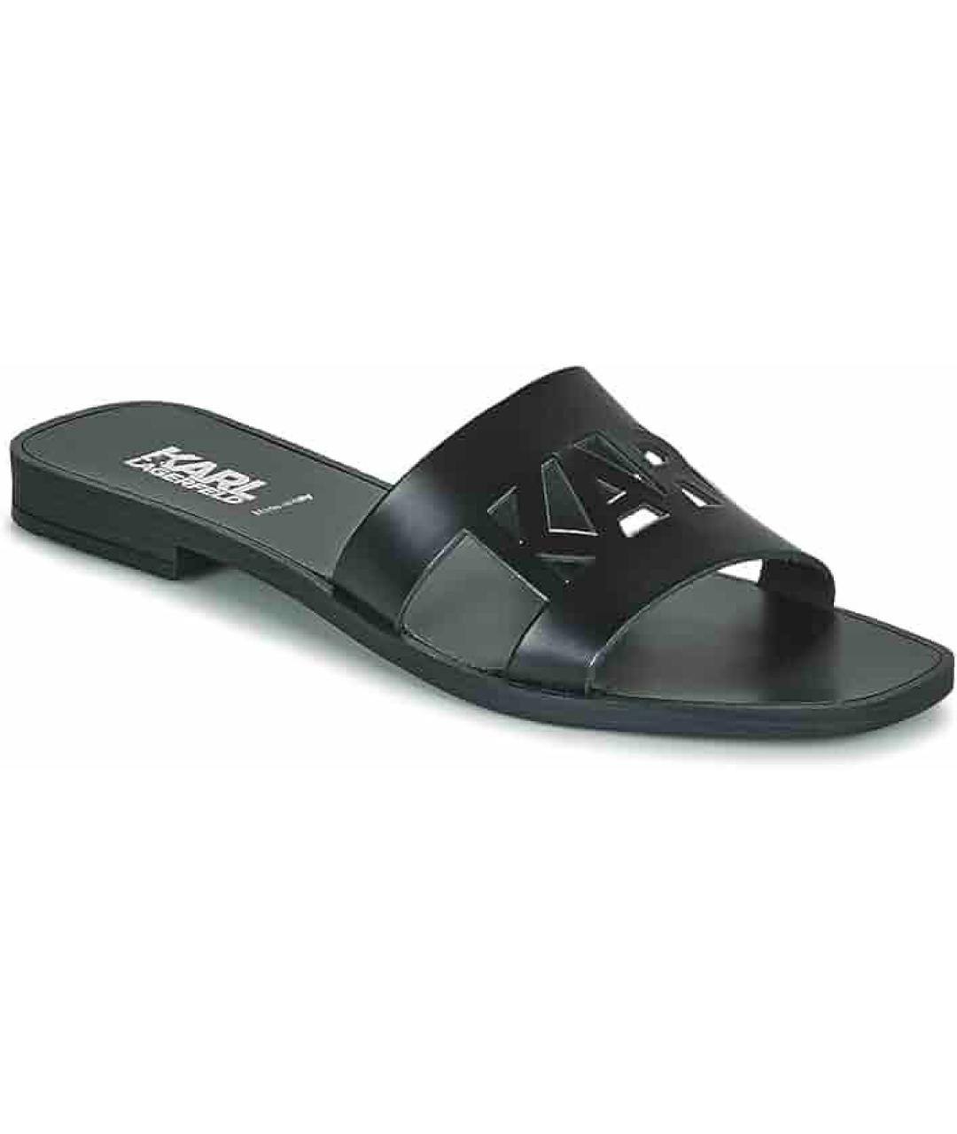 KARL LAGERFELD Черные кожаные шлепанцы, фото 9