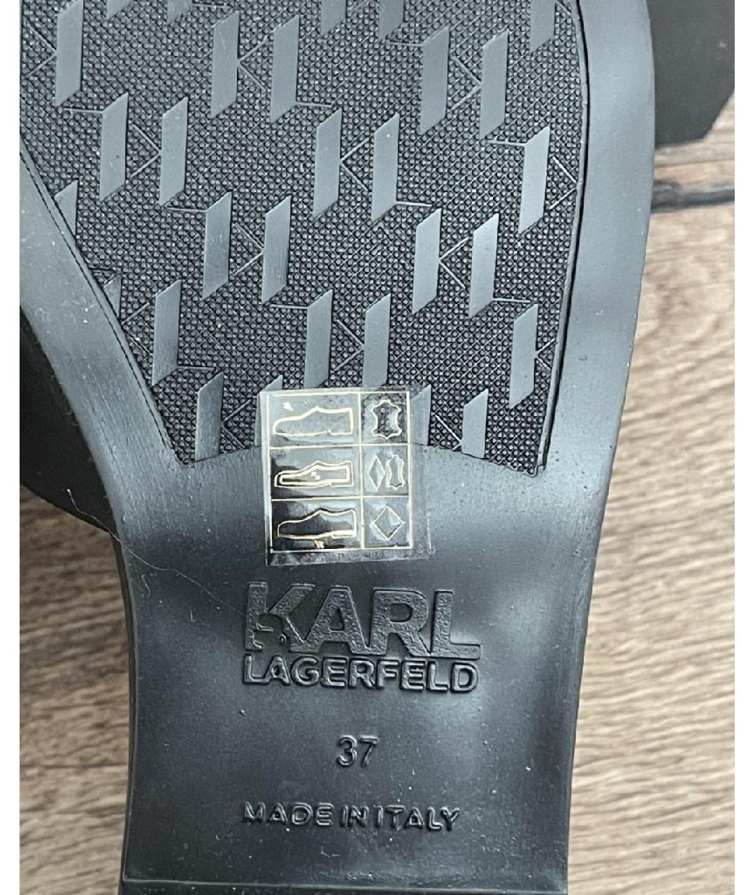 KARL LAGERFELD Черные кожаные шлепанцы, фото 8