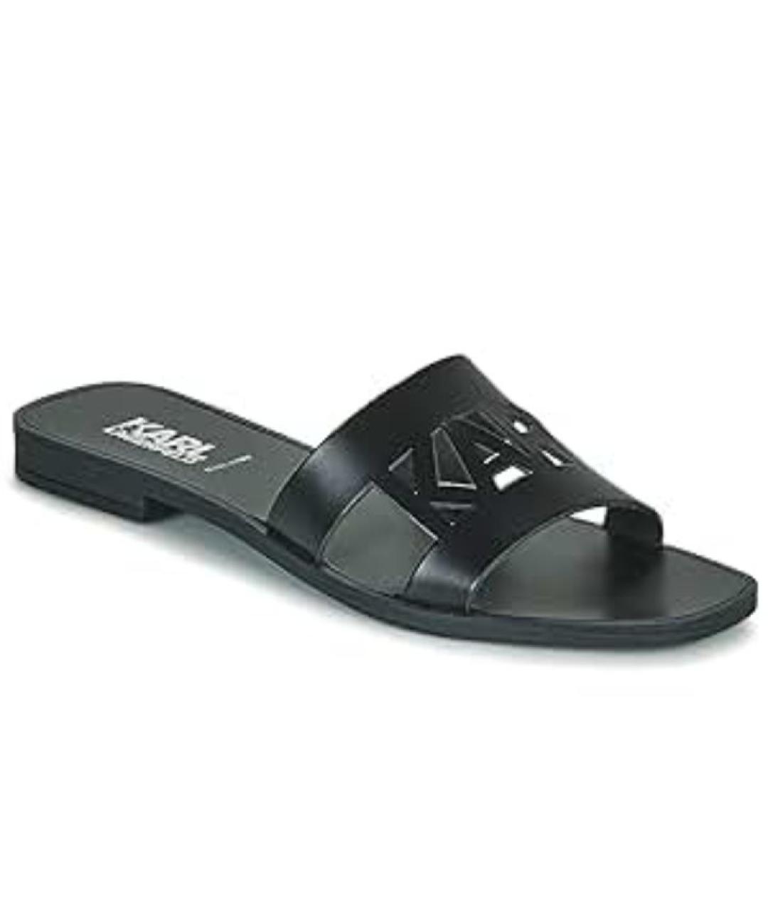 KARL LAGERFELD Черные кожаные шлепанцы, фото 10