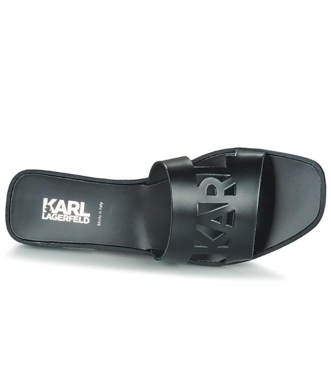 KARL LAGERFELD Черные кожаные шлепанцы, фото 3