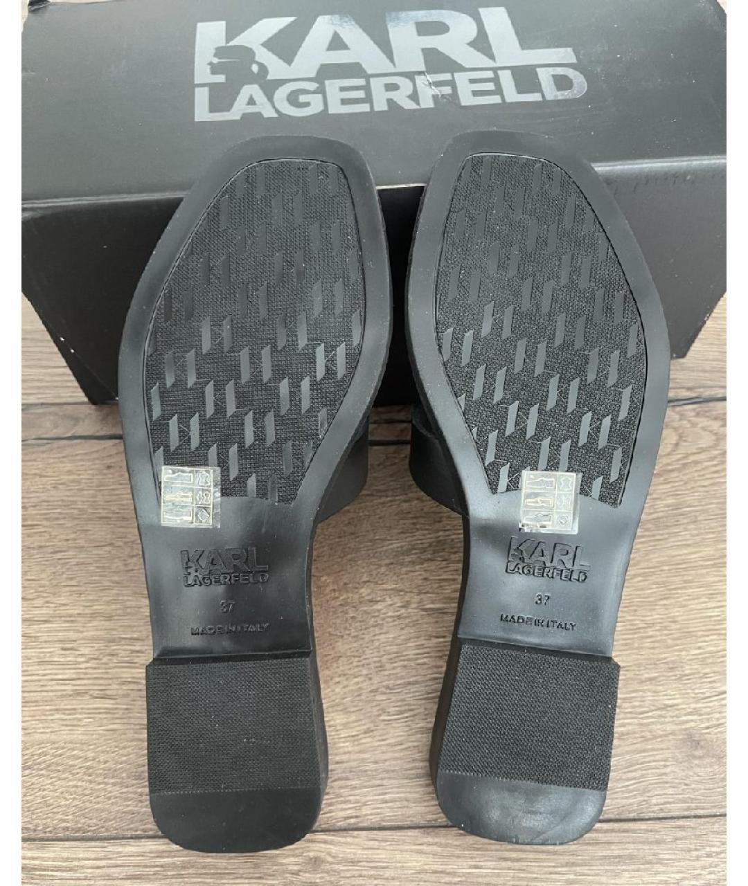 KARL LAGERFELD Черные кожаные шлепанцы, фото 7