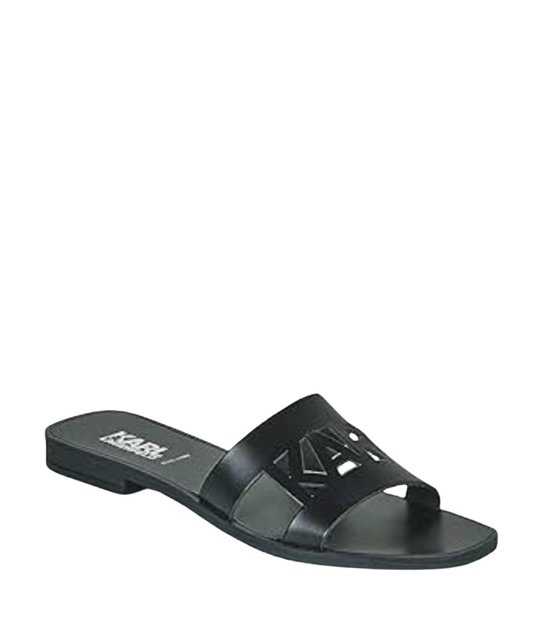 KARL LAGERFELD Черные кожаные шлепанцы, фото 1