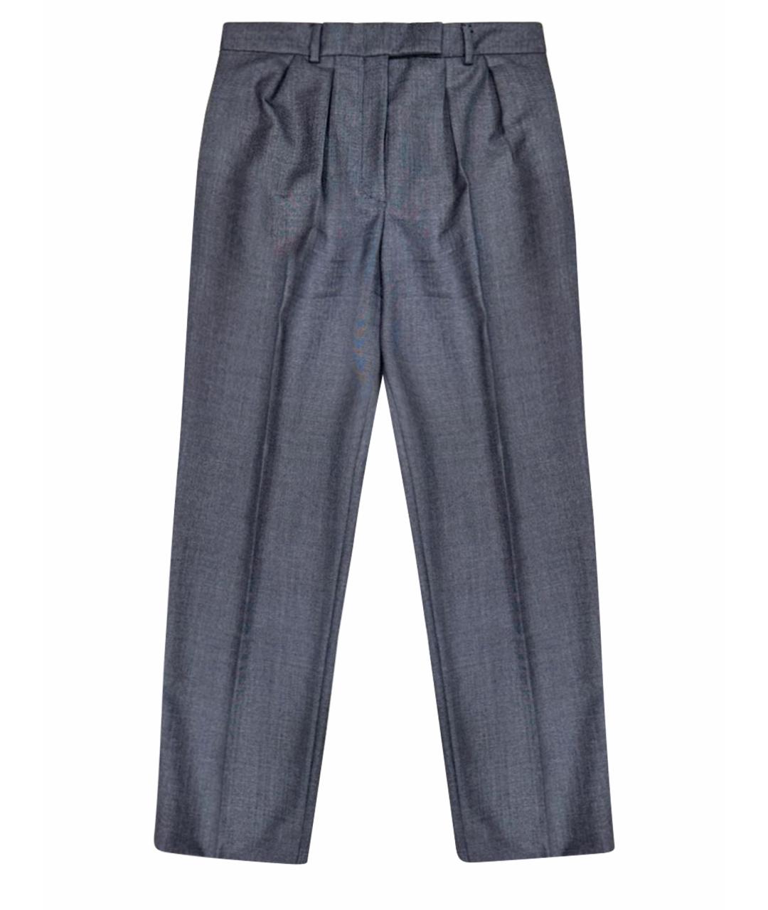 PRADA Серые шерстяные прямые брюки, фото 1