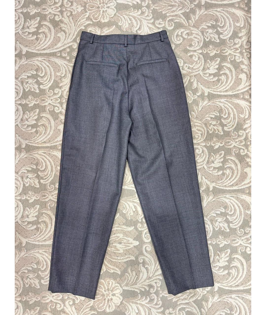 PRADA Серые шерстяные прямые брюки, фото 2