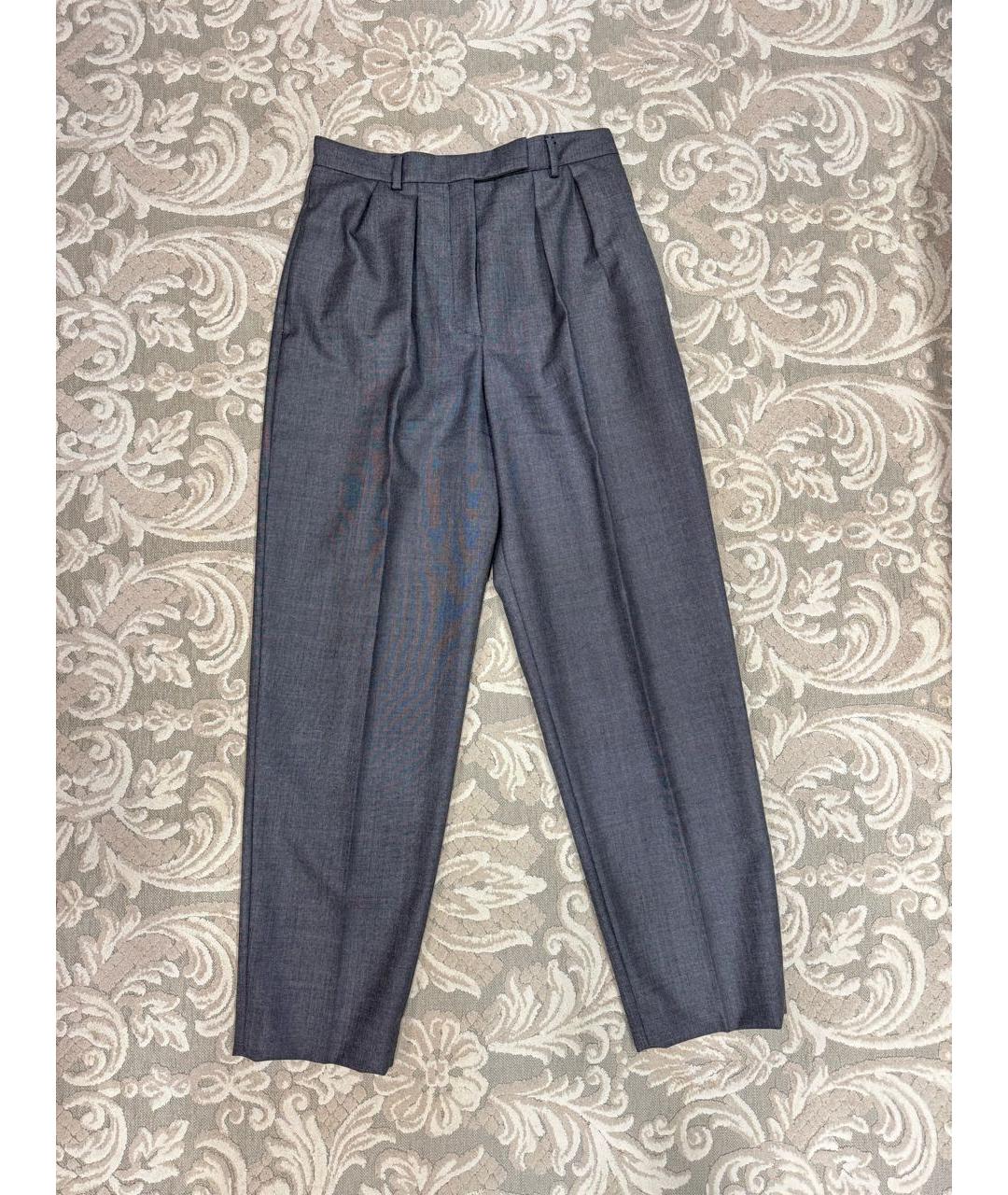 PRADA Серые шерстяные прямые брюки, фото 3