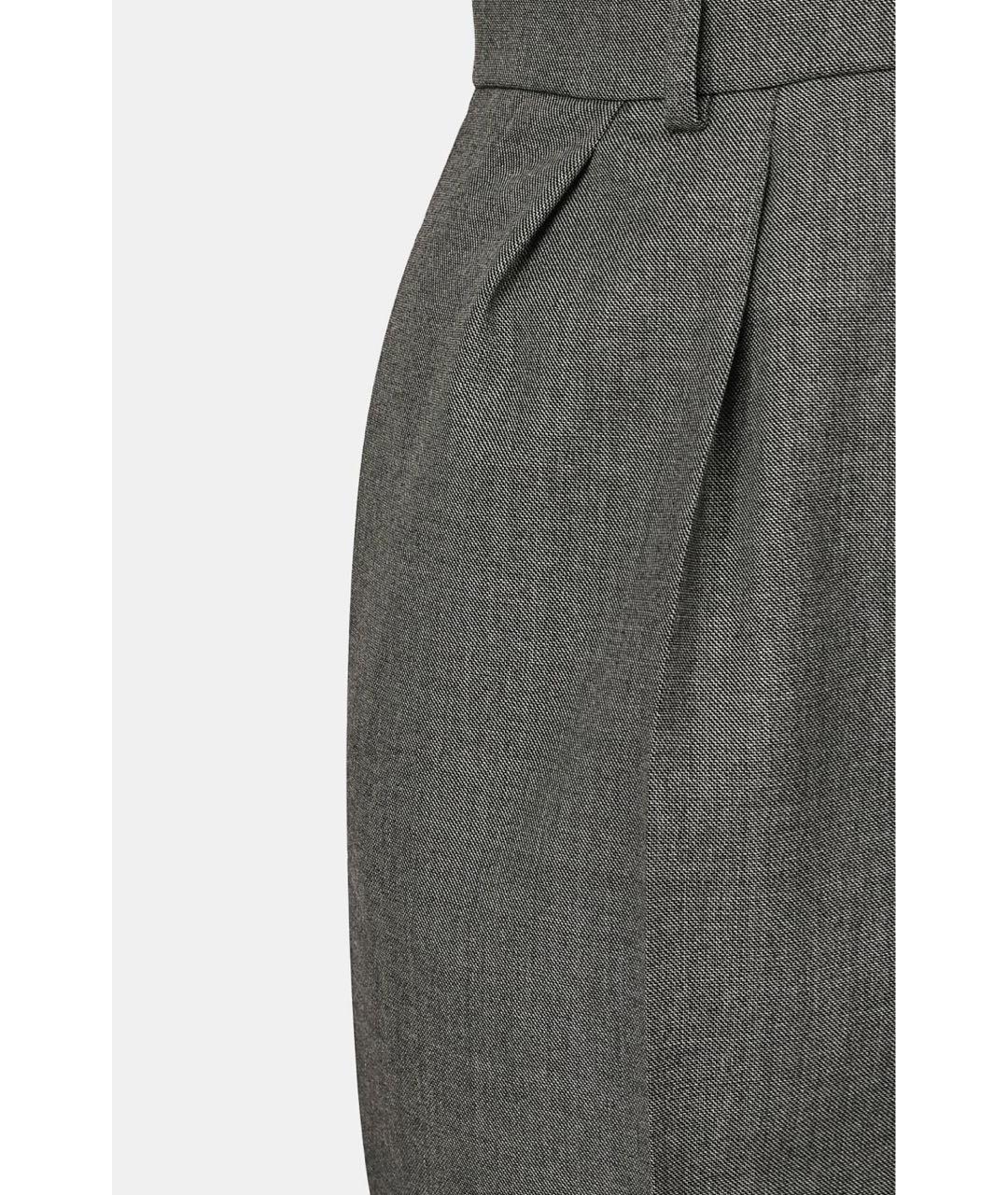PRADA Серые шерстяные прямые брюки, фото 6