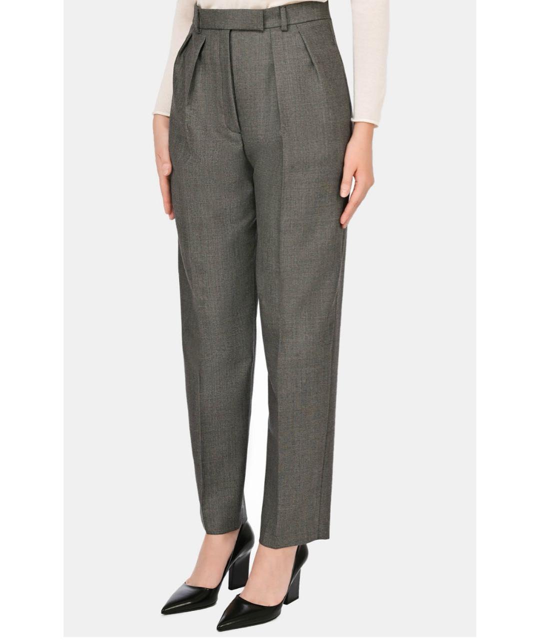 PRADA Серые шерстяные прямые брюки, фото 8