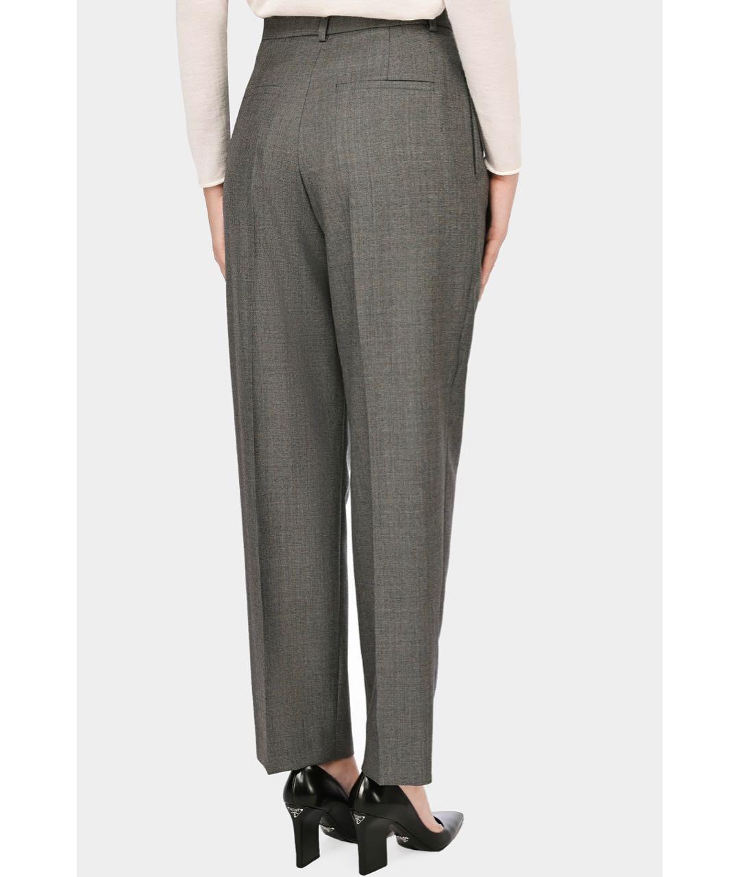 PRADA Серые шерстяные прямые брюки, фото 7