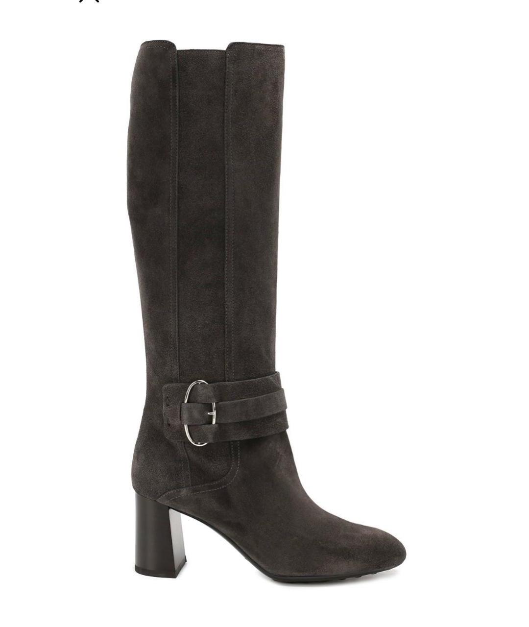 TOD'S Серые замшевые сапоги, фото 1