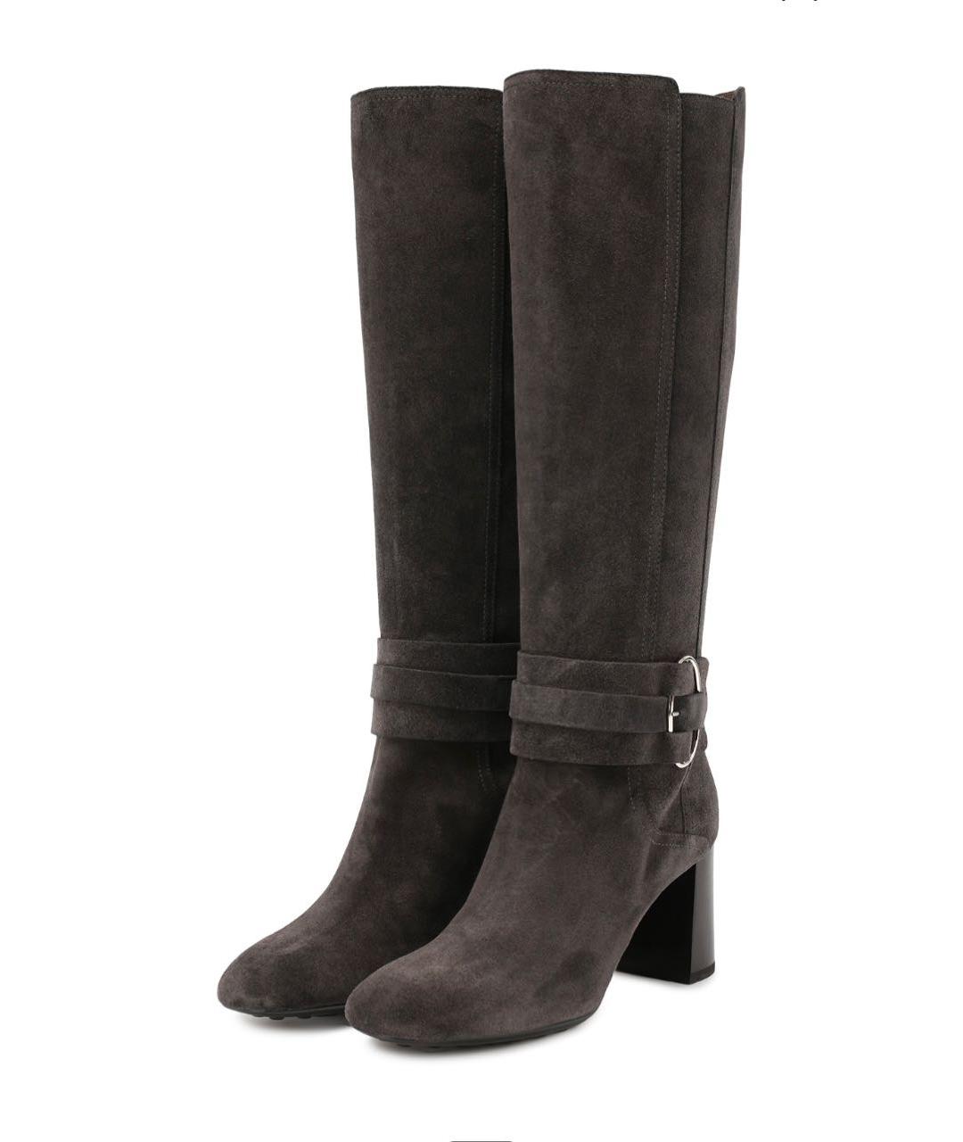 TOD'S Серые замшевые сапоги, фото 5