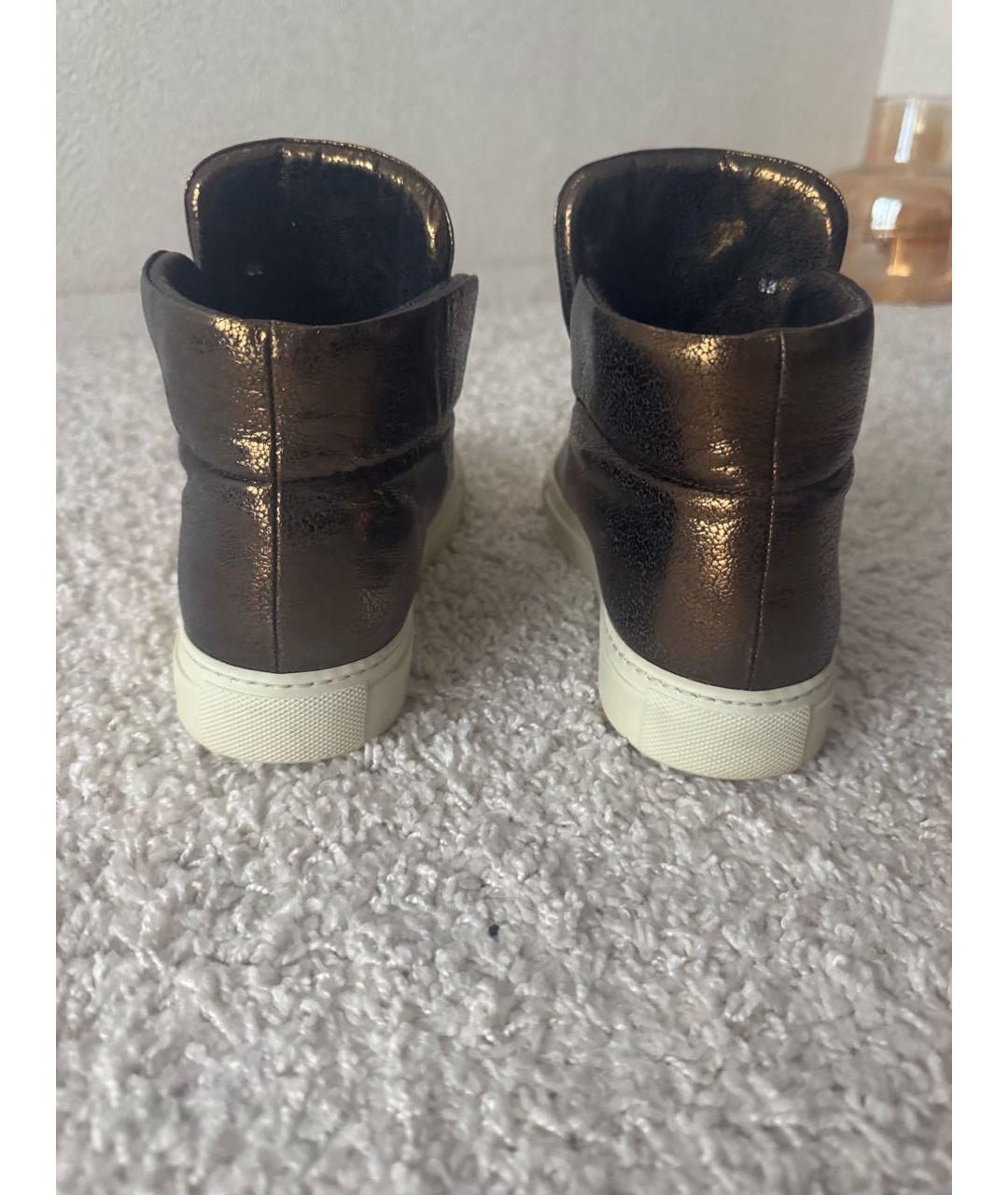 VERSACE Коричневые кожаные кроссовки, фото 5