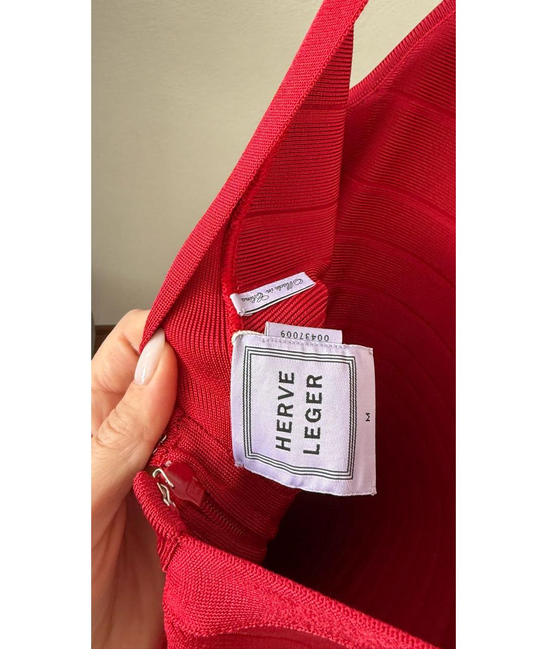 HERVE LEGER Красное коктейльное платье, фото 4