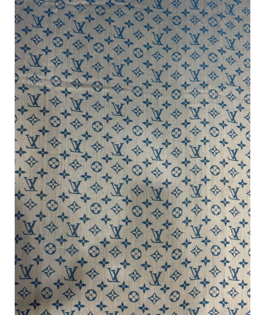 LOUIS VUITTON Голубой шелковый платок, фото 4