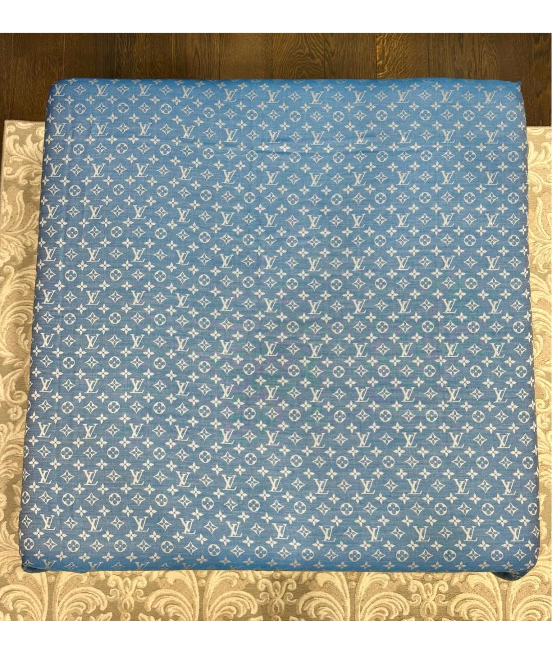LOUIS VUITTON Голубой шелковый платок, фото 6