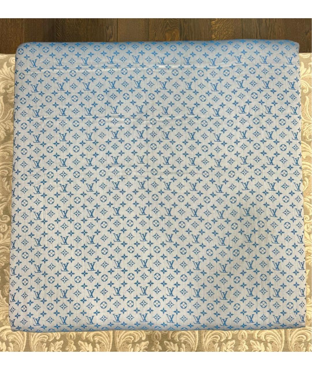 LOUIS VUITTON Голубой шелковый платок, фото 7