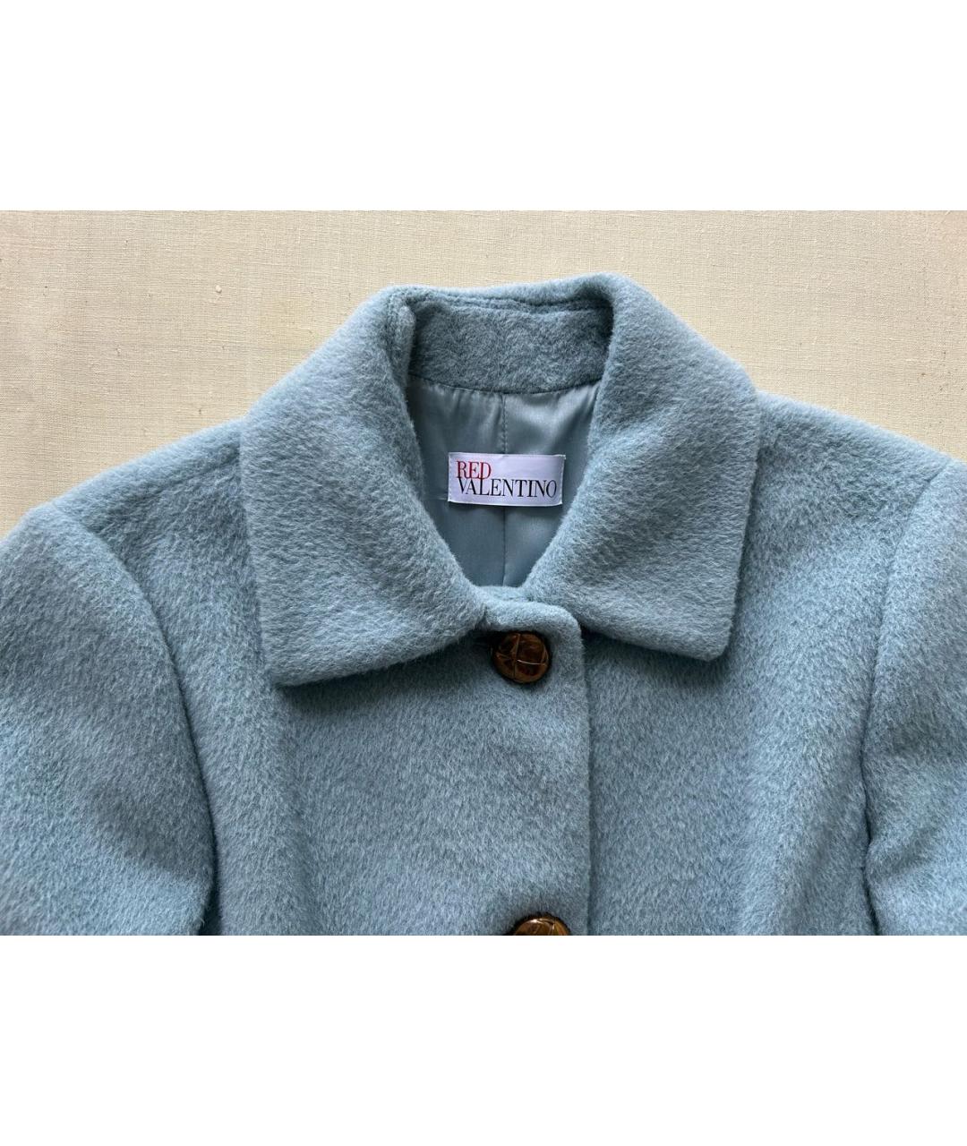 RED VALENTINO Голубое шерстяное пальто, фото 2