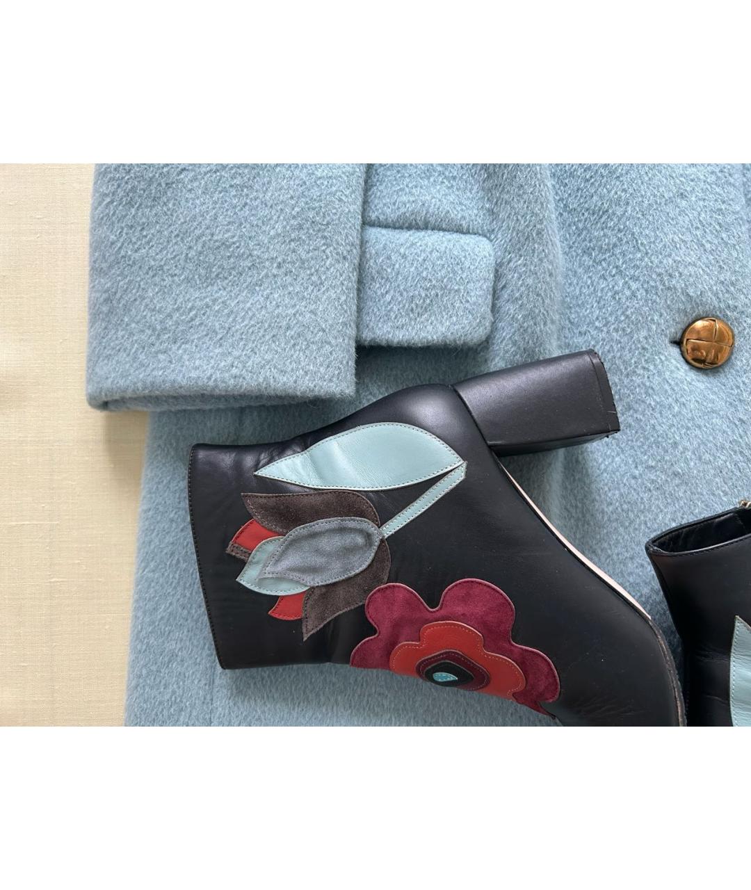 RED VALENTINO Голубое шерстяное пальто, фото 4