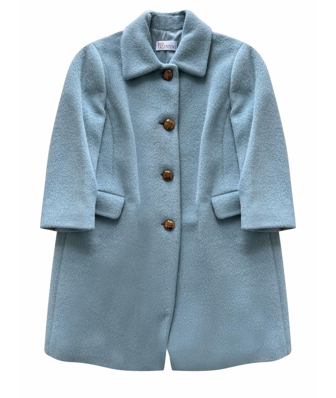 RED VALENTINO Голубое шерстяное пальто, фото 1