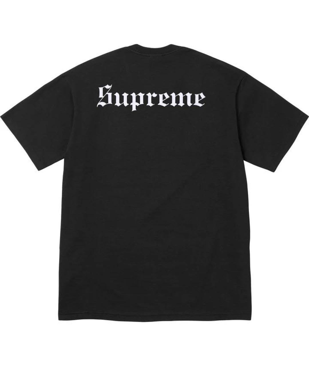 SUPREME Черная хлопковая футболка, фото 2