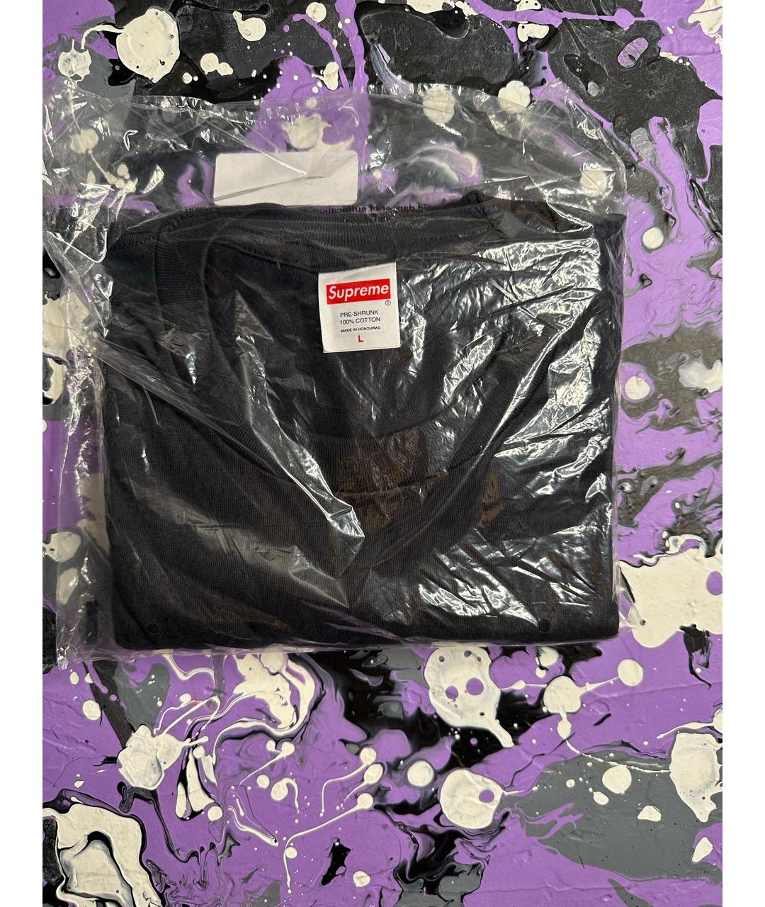 SUPREME Черная хлопковая футболка, фото 4