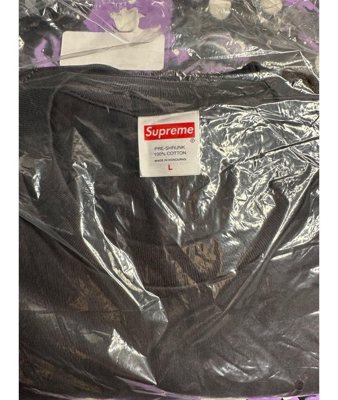 SUPREME Черная хлопковая футболка, фото 5