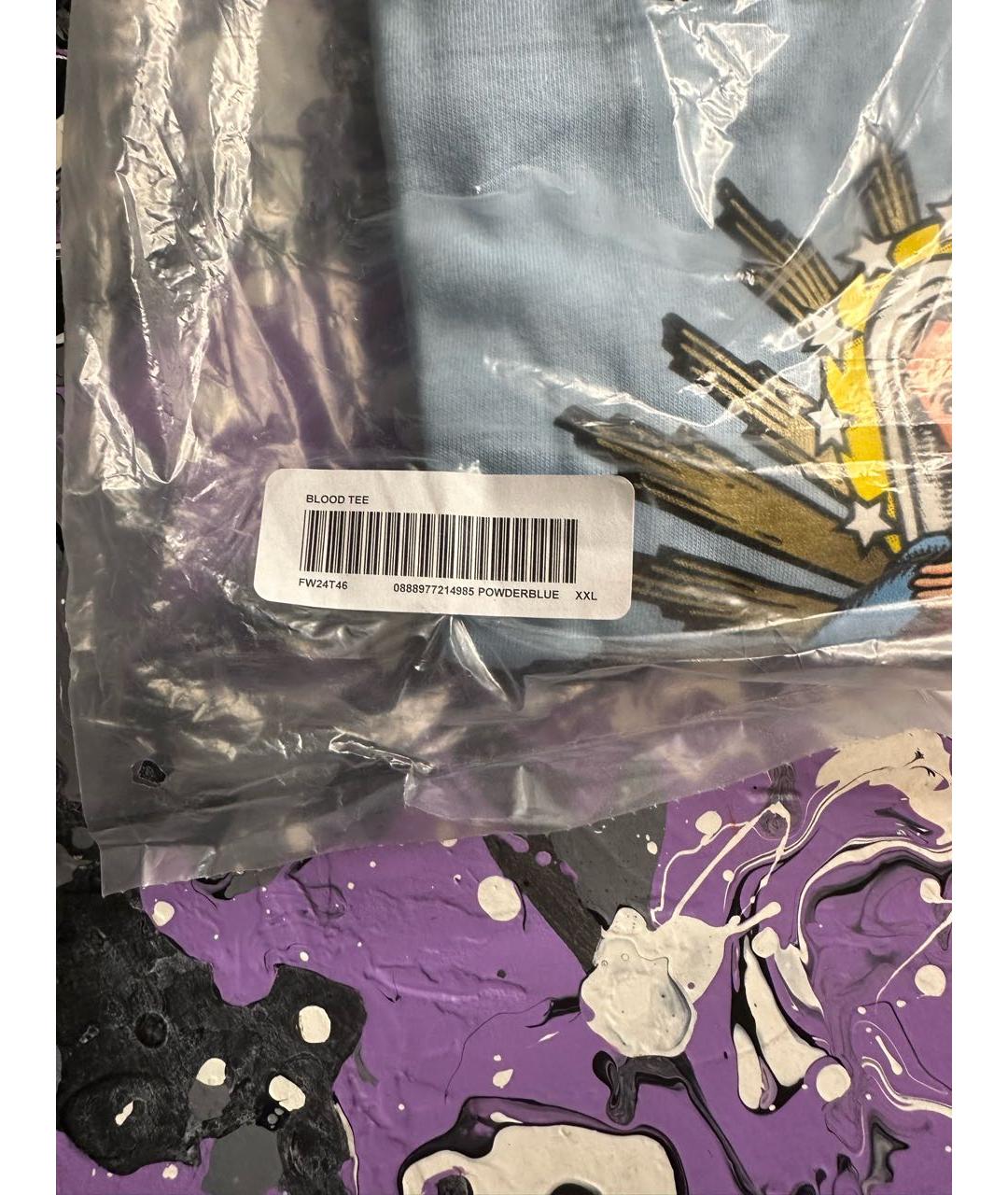 SUPREME Голубая хлопковая футболка, фото 4