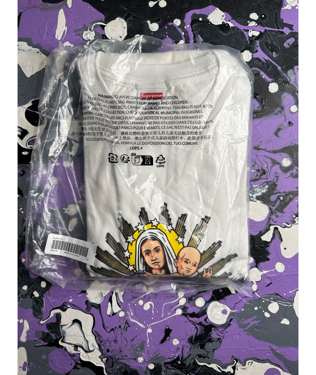 SUPREME Белая хлопковая футболка, фото 2