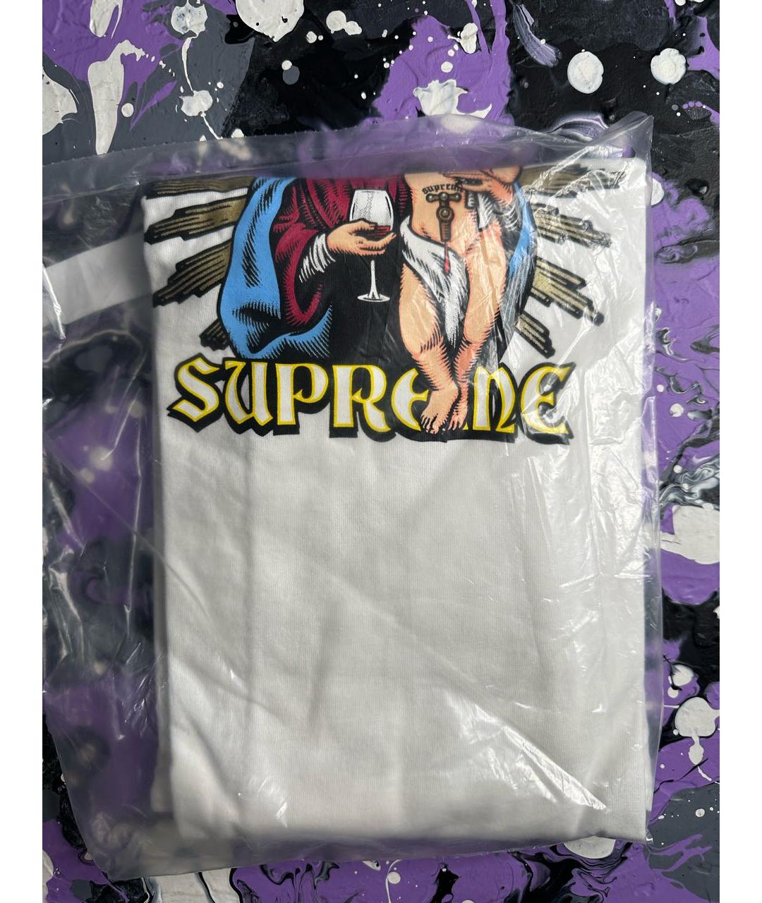 SUPREME Белая хлопковая футболка, фото 3