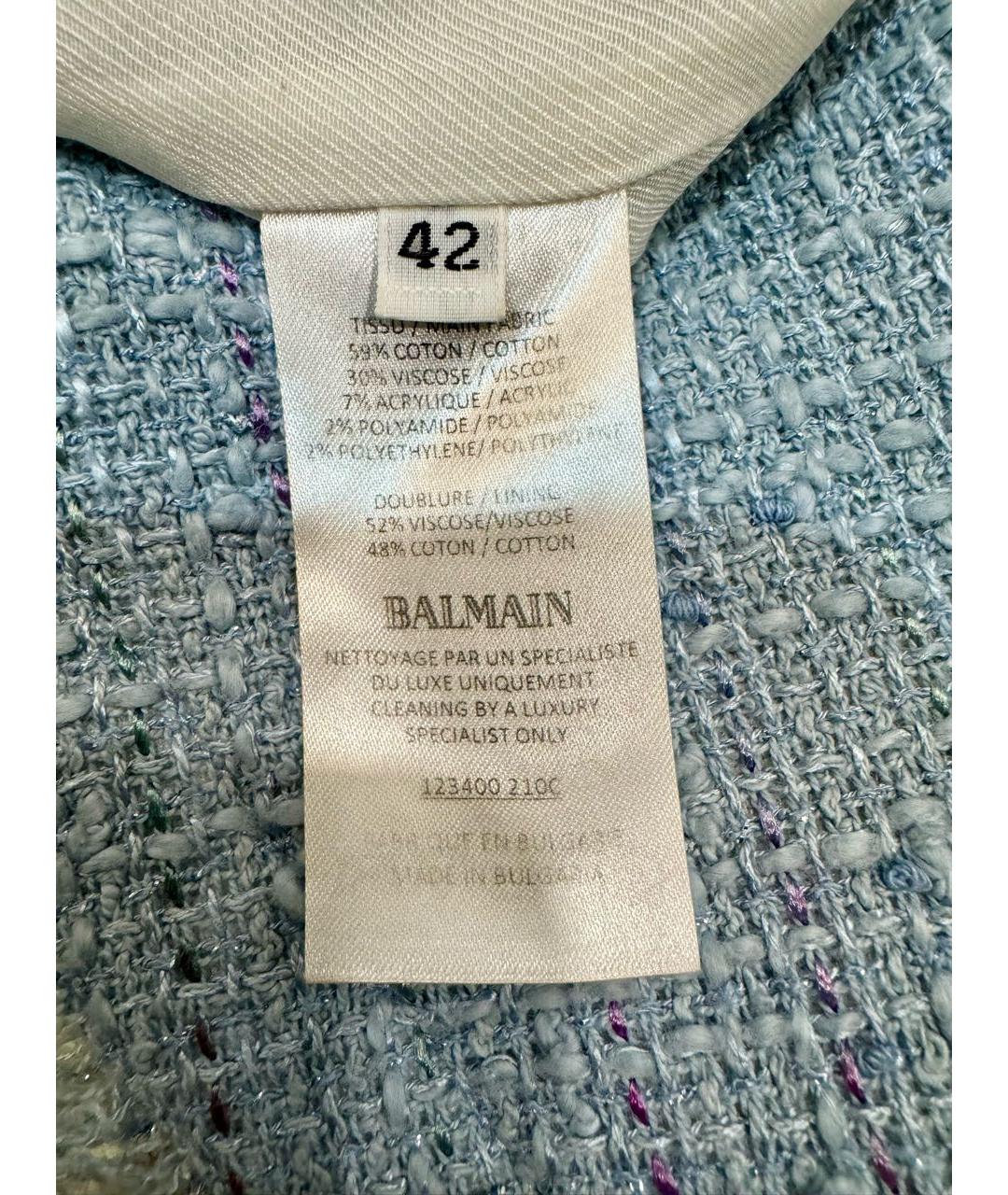 BALMAIN Голубое хлопковое повседневное платье, фото 5